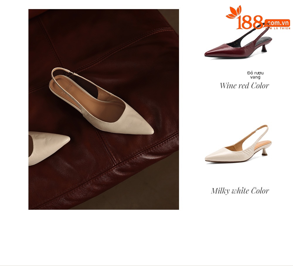 Sandal nữ mũi nhọn da cừu hở gót, gót vuông ổn định, phong cách Hàn Quốc — đen chi tiết 4