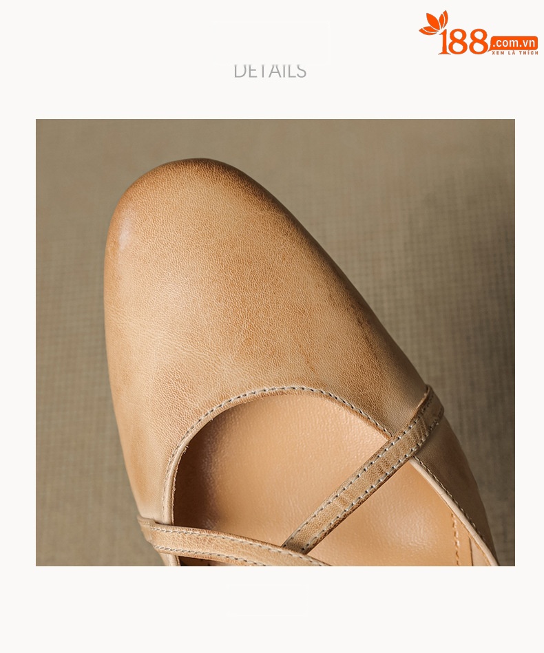 Sandal cao gót nữ mũi nhọn quai chéo buộc dây, gót vuông ổn định — màu trắng ngà chi tiết 15