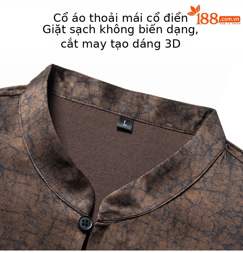 Áo thun nam tay ngắn cổ tròn lụa Hương Vân Sa mỏng nhẹ mùa hè — Màu cà phê 67901 chi tiết 6