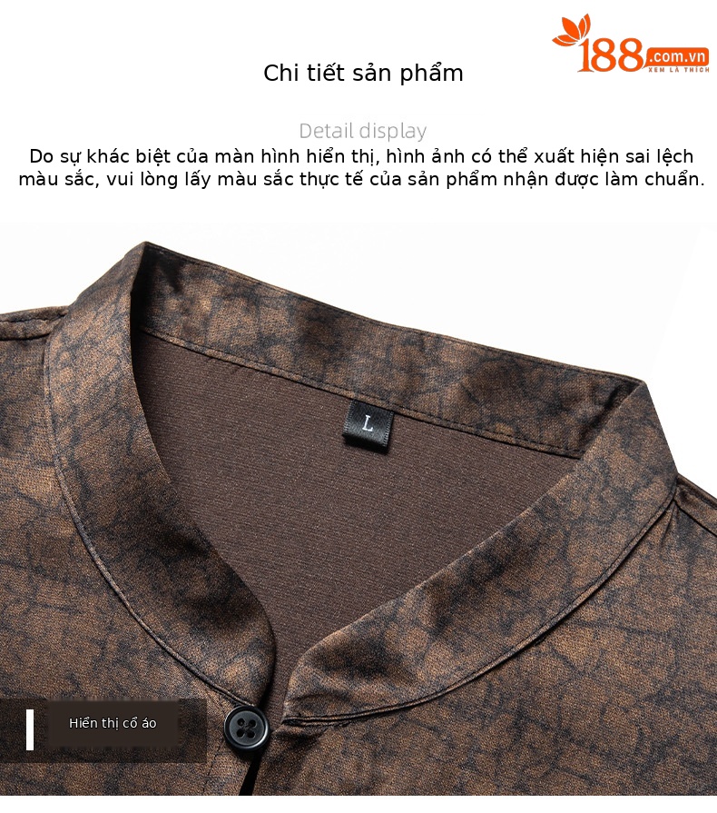 Áo thun nam tay ngắn cổ tròn lụa Hương Vân Sa mỏng nhẹ mùa hè — Màu cà phê 67901 chi tiết 18