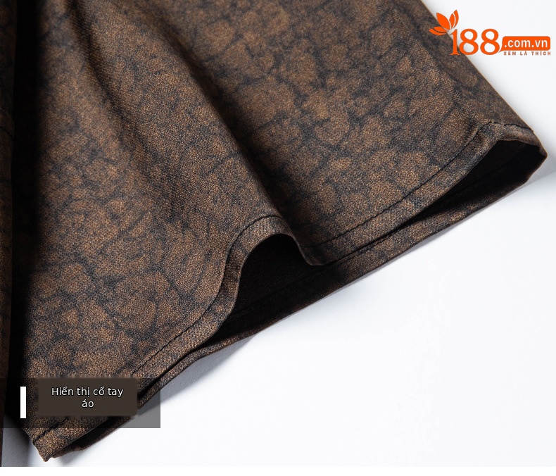 Áo thun nam tay ngắn cổ tròn lụa Hương Vân Sa mỏng nhẹ mùa hè — Màu cà phê 67901 chi tiết 21