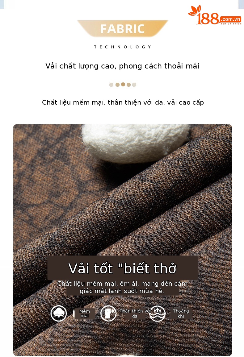 Áo thun nam tay ngắn cổ tròn lụa Hương Vân Sa mỏng nhẹ mùa hè — Màu cà phê 67901 chi tiết 5