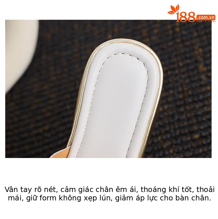 Sandal cao gót nữ hở mũi đế xuồng vuông chất da bò lông ngựa — Hồng ngó sen, màu mơ chi tiết 4
