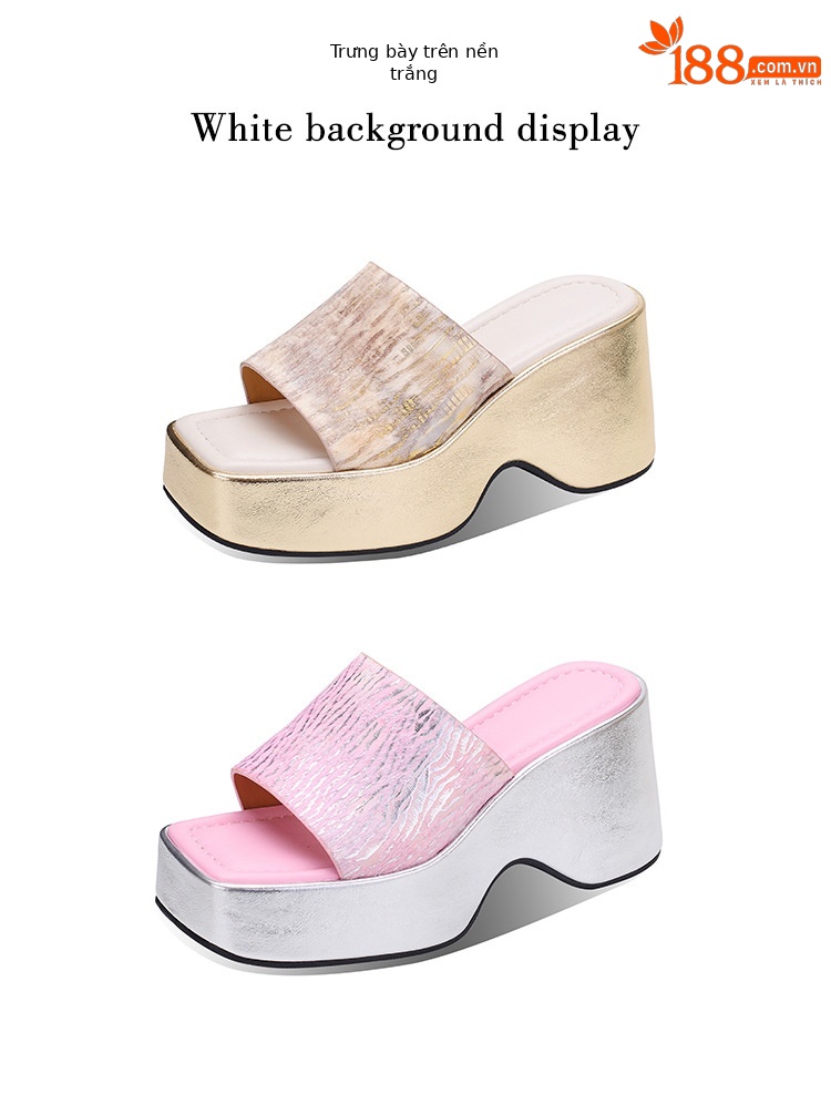 Sandal cao gót nữ hở mũi đế xuồng vuông chất da bò lông ngựa — Hồng ngó sen, màu mơ chi tiết 24
