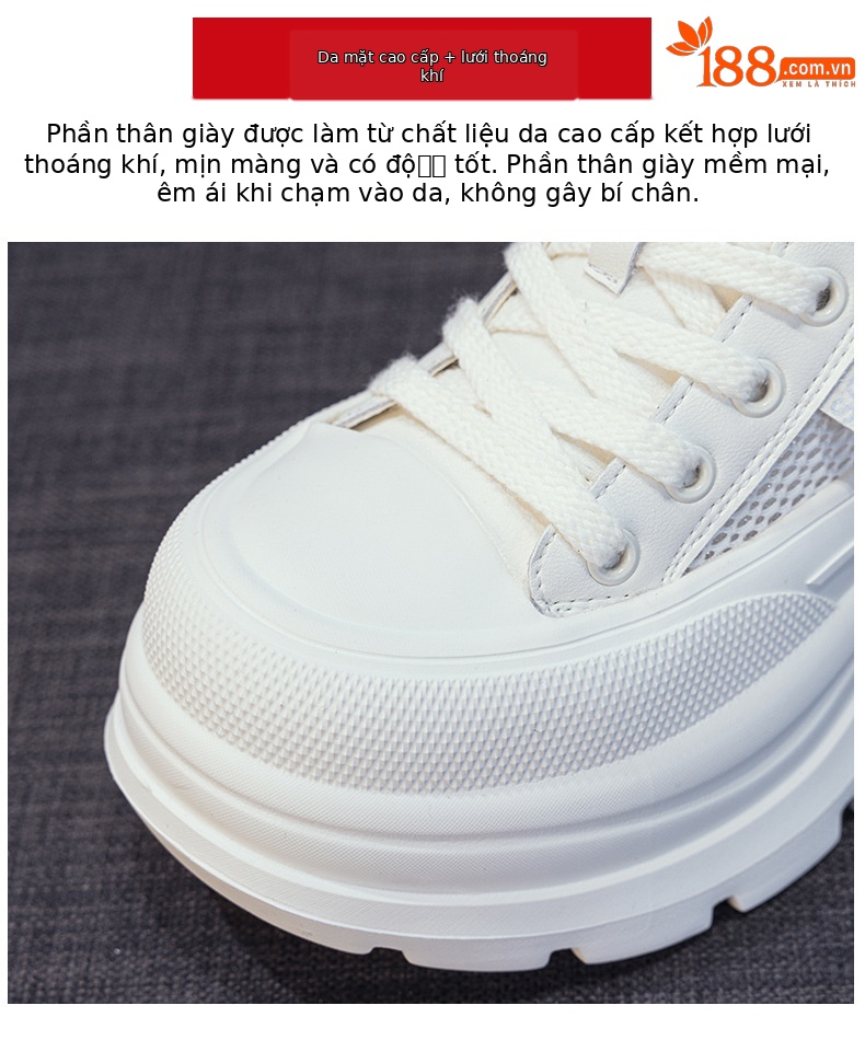 Giày sneaker nữ đế dày phong cách Anh quốc, form dày dặn, phối hợp trang phục hằng ngày — Be 5058, Đen 5058 chi tiết 7