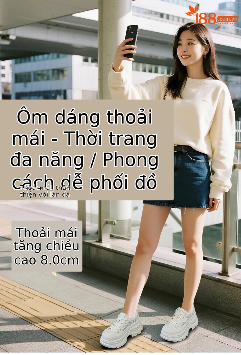 Giày sneaker nữ đế dày phong cách Anh quốc, form dày dặn, phối hợp trang phục hằng ngày — Be 5058, Đen 5058 chi tiết 1
