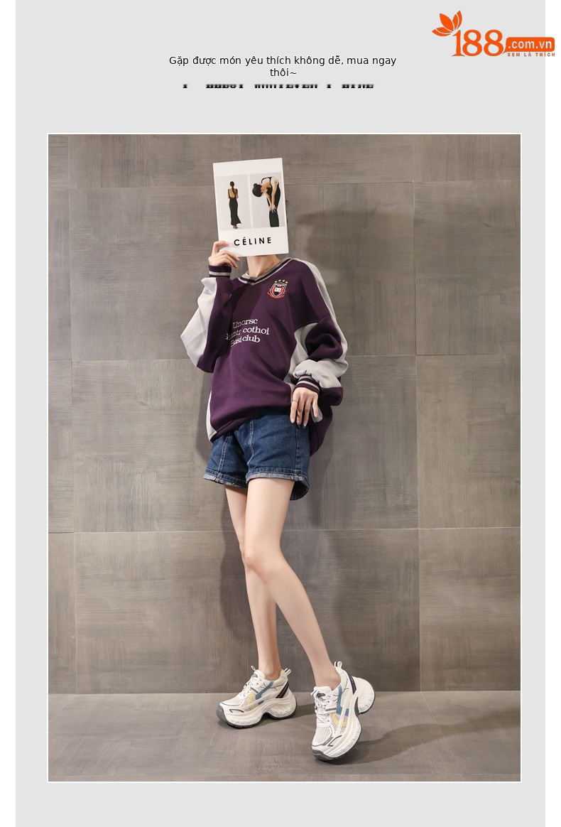 Giày sneaker nữ đế dày phong cách daddy mesh lưới thoáng khí — xanh lam chi tiết 5