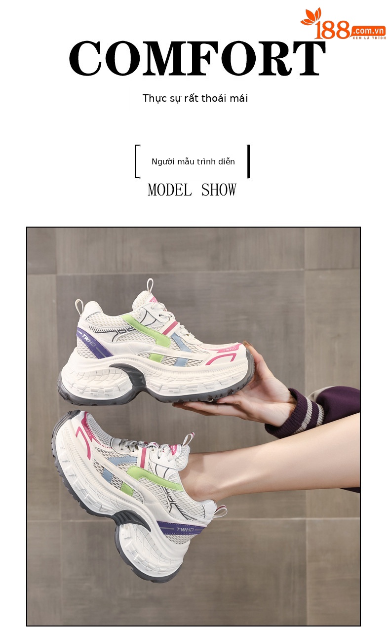 Giày sneaker nữ đế dày phong cách daddy mesh lưới thoáng khí — xanh lam chi tiết 10