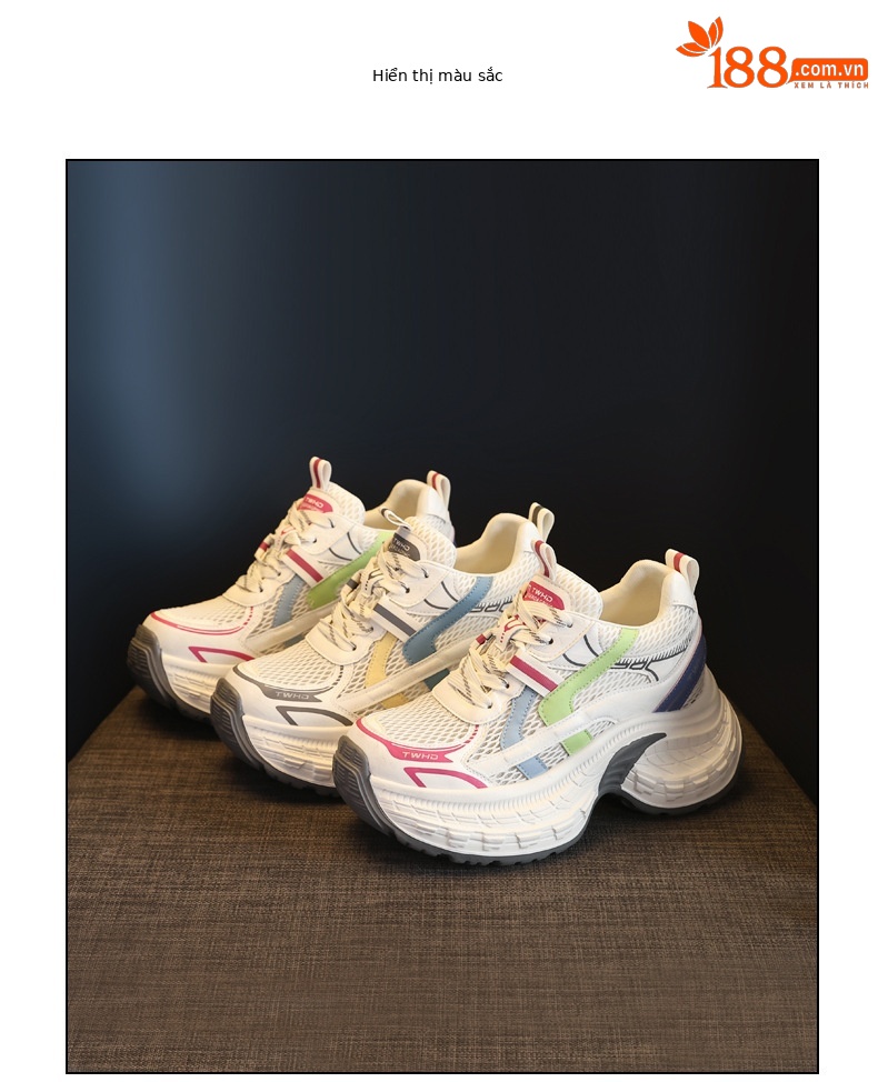 Giày sneaker nữ đế dày phong cách daddy mesh lưới thoáng khí — xanh lam chi tiết 17