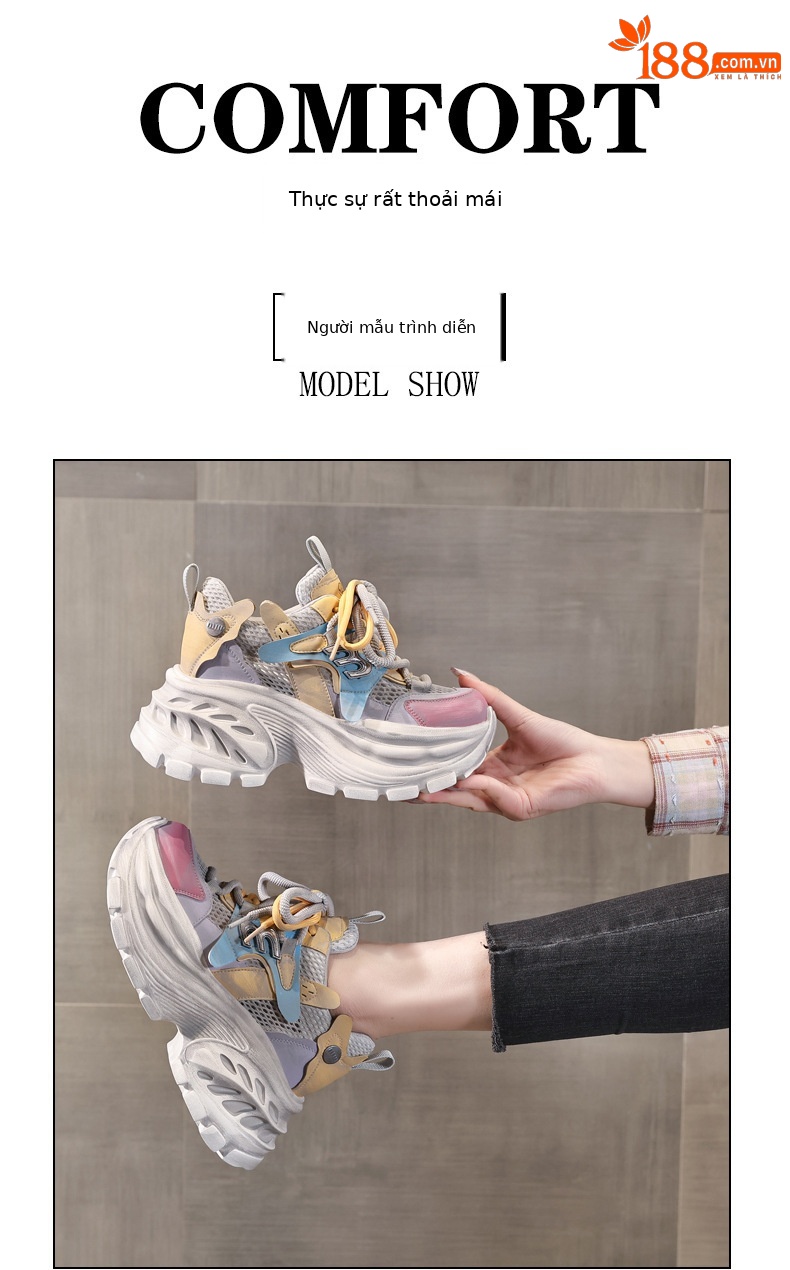 Giày sneaker nữ chunky đế dày tăng chiều cao, lưới thoáng khí, đa năng — màu sắc chi tiết 11