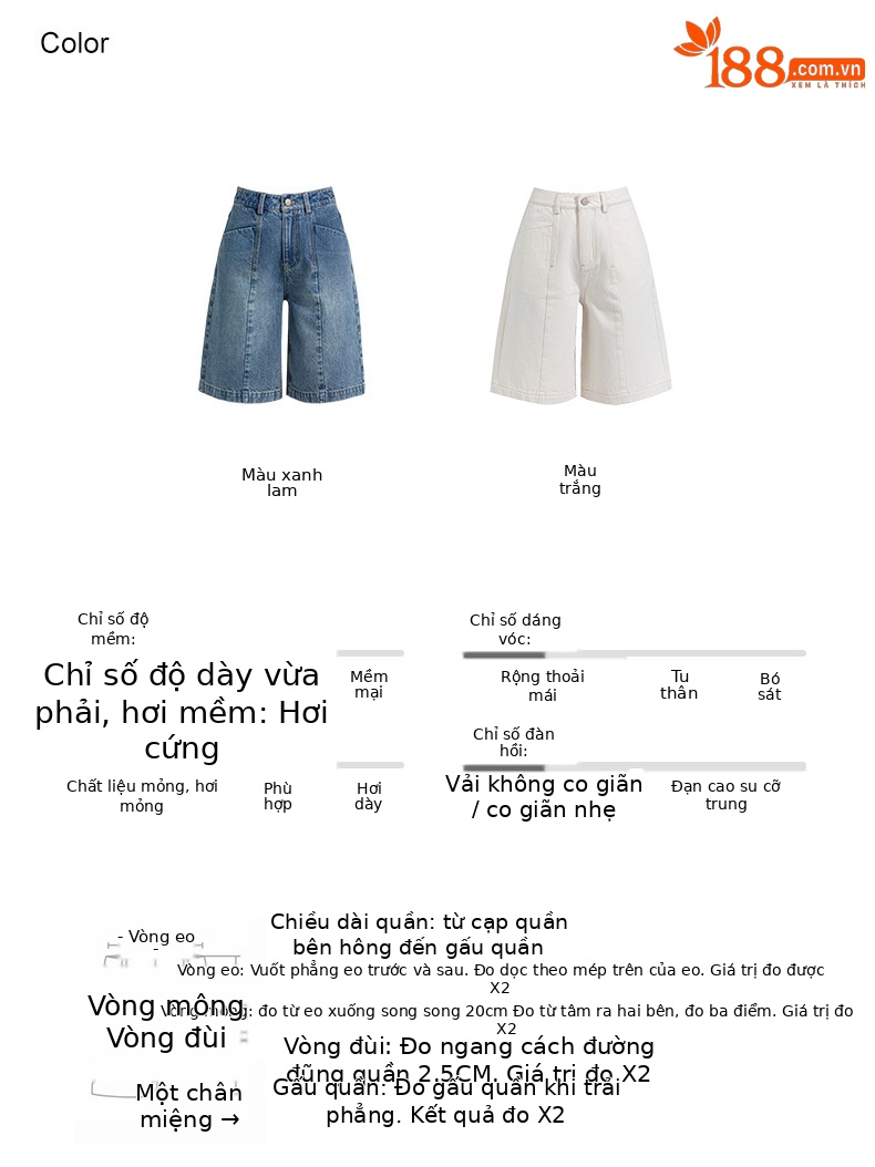 Quần short jean nam ống rộng dáng suông, cạp cao, phong cách đường phố Mỹ — xanh lam chi tiết 9