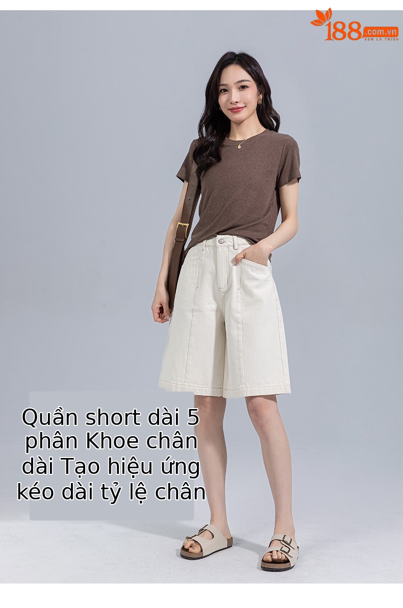 Quần short jean nam ống rộng dáng suông, cạp cao, phong cách đường phố Mỹ — xanh lam chi tiết 13