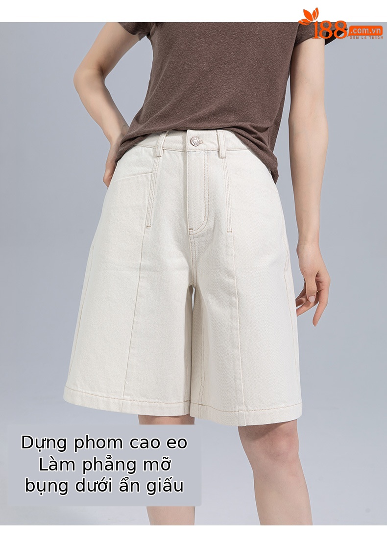 Quần short jean nam ống rộng dáng suông, cạp cao, phong cách đường phố Mỹ — xanh lam chi tiết 15