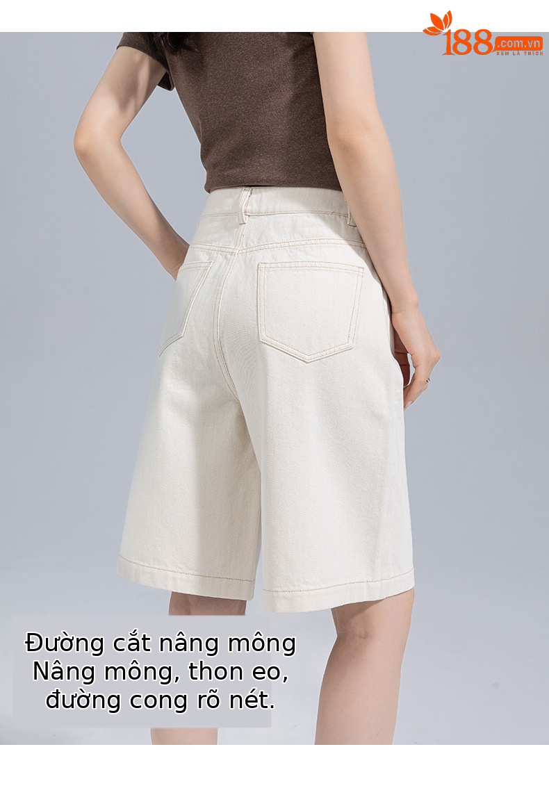 Quần short jean nam ống rộng dáng suông, cạp cao, phong cách đường phố Mỹ — xanh lam chi tiết 16