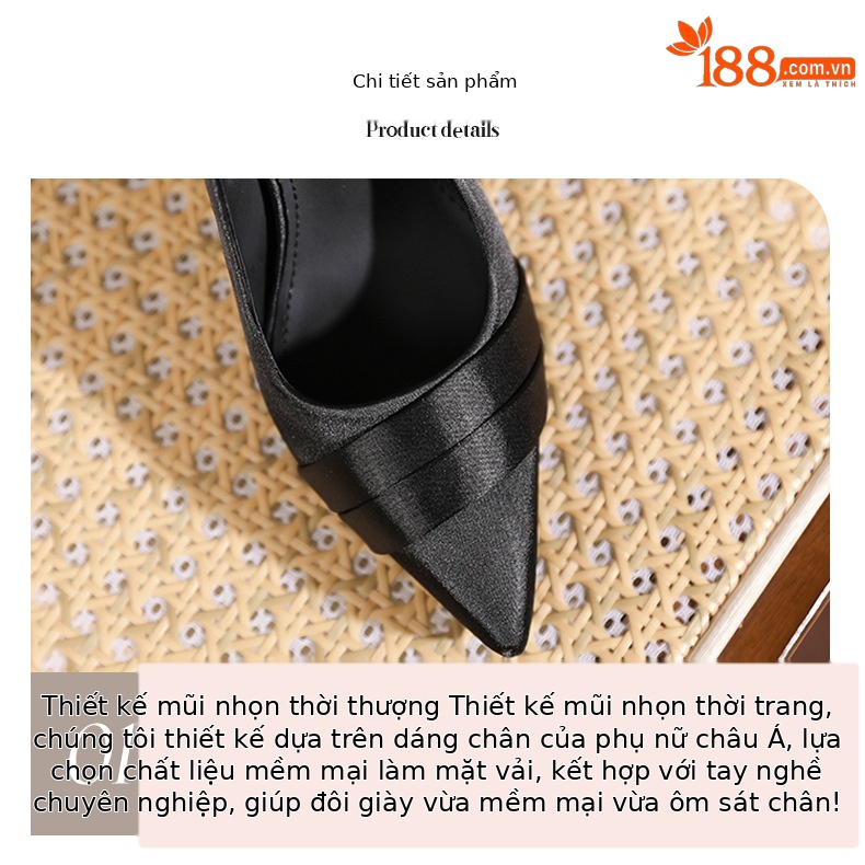 Sandal cao gót nữ mũi nhọn hở gót, gót nhọn 10 cm, đế trong có độn cao — Champagne-10cm chi tiết 4