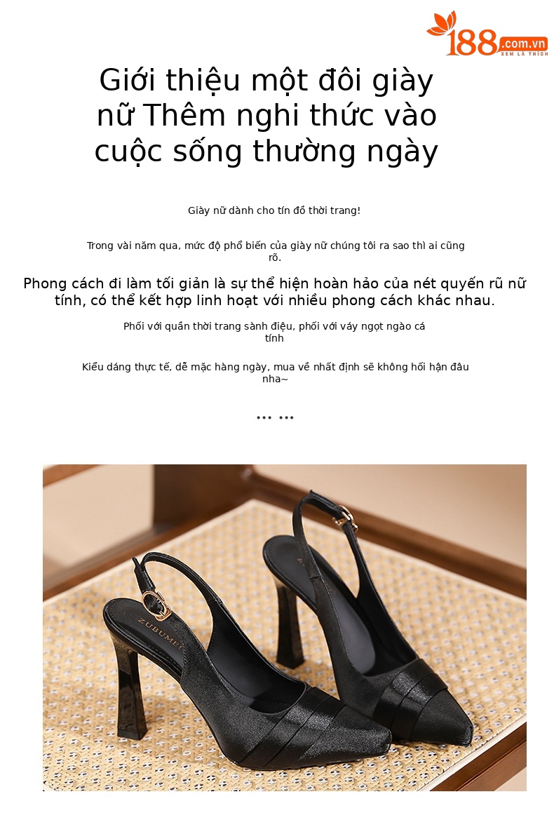 Sandal cao gót nữ mũi nhọn hở gót, gót nhọn 10 cm, đế trong có độn cao — Champagne-10cm chi tiết 2