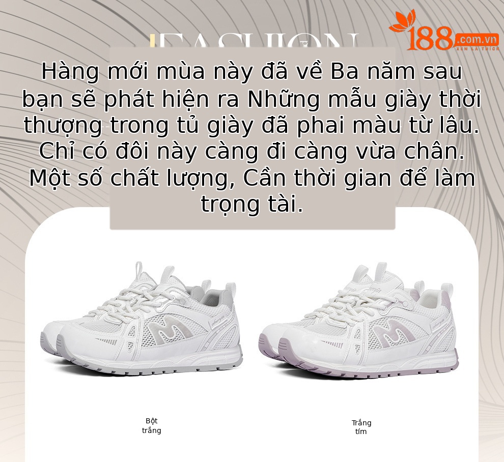 Giày thể thao nữ lưới thoáng khí đế bằng chạy bộ mùa xuân hè 2026 — 6113 Trắng tím, 6113 Trắng Ash chi tiết 1