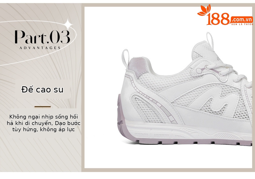 Giày thể thao nữ lưới thoáng khí đế bằng chạy bộ mùa xuân hè 2026 — 6113 Trắng tím, 6113 Trắng Ash chi tiết 10