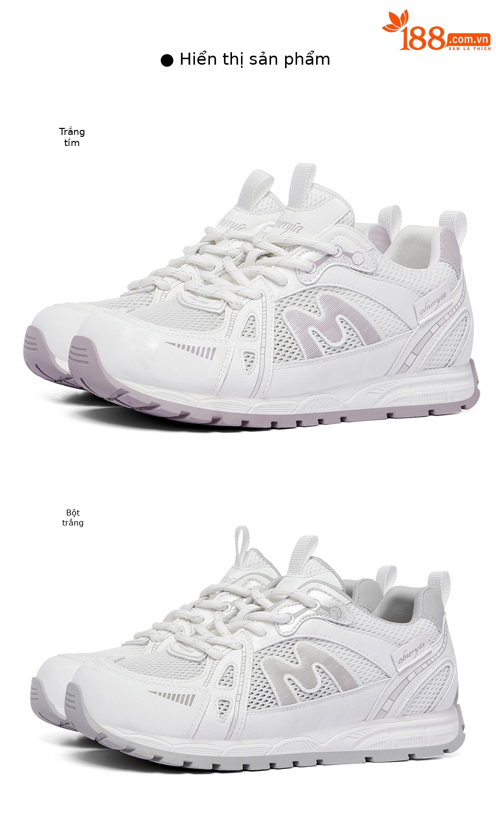Giày thể thao nữ lưới thoáng khí đế bằng chạy bộ mùa xuân hè 2026 — 6113 Trắng tím, 6113 Trắng Ash chi tiết 11