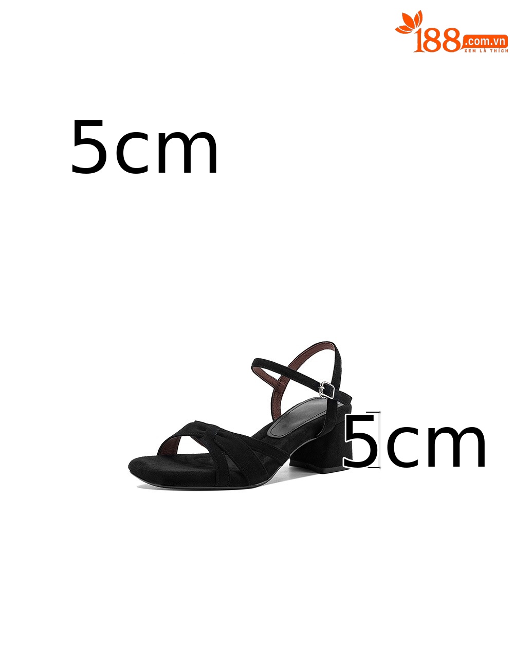 Sandal nữ mũi vuông hở ngón chân da lộn gót thấp quai ngang khóa một dây — màu nâu chi tiết 6