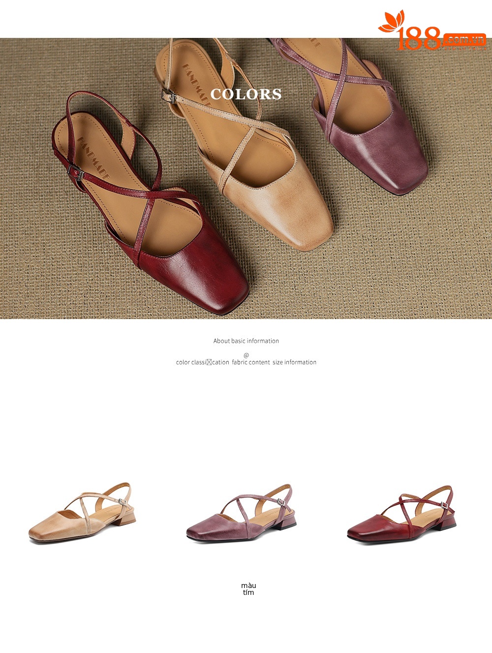 Sandal nữ mũi kín quai chéo buộc dây gót thấp phong cách Hàn Quốc — màu tím chi tiết 5