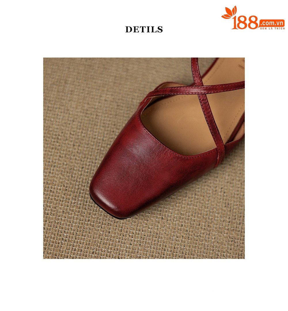 Sandal nữ mũi kín quai chéo buộc dây gót thấp phong cách Hàn Quốc — màu tím chi tiết 22