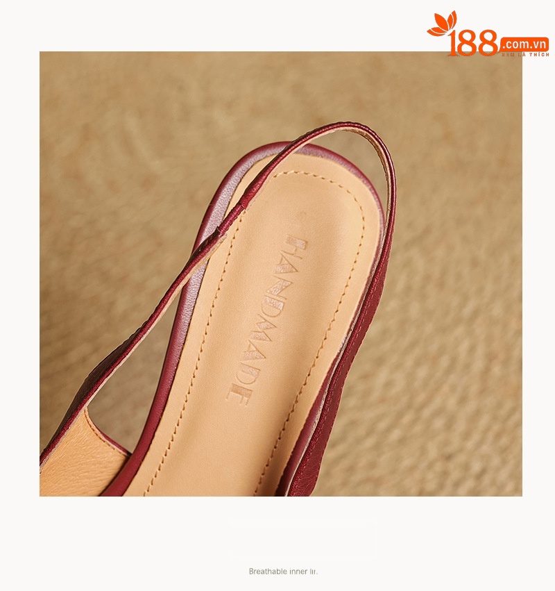 Sandal cao gót nữ mũi nhọn quai khóa, gót 9 cm phong cách Hàn Quốc — Rượu vang đỏ chi tiết 15