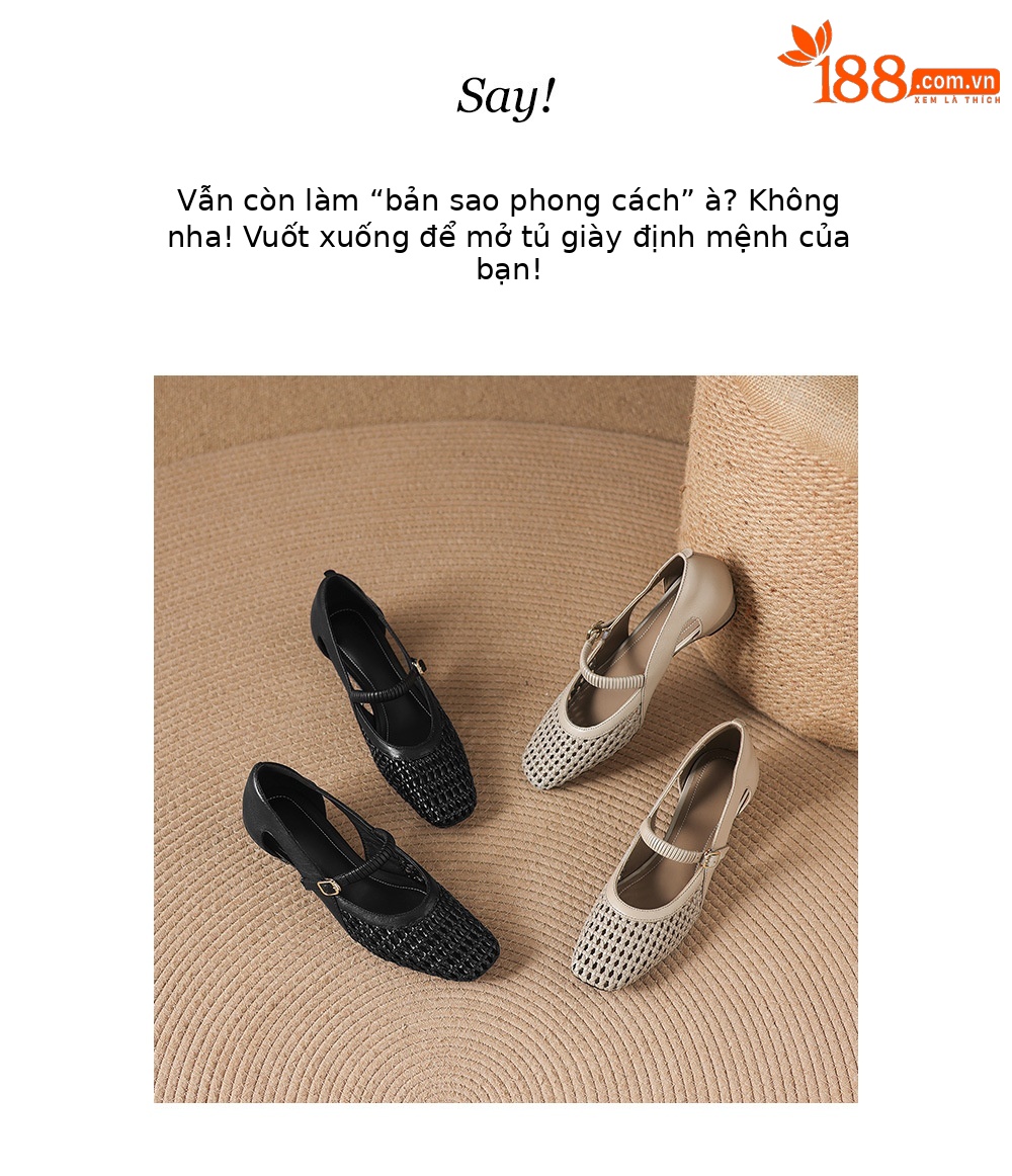 Giày sandal nữ gót thấp 3 cm mũi vuông hở bên da cừu đi làm — đen chi tiết 3