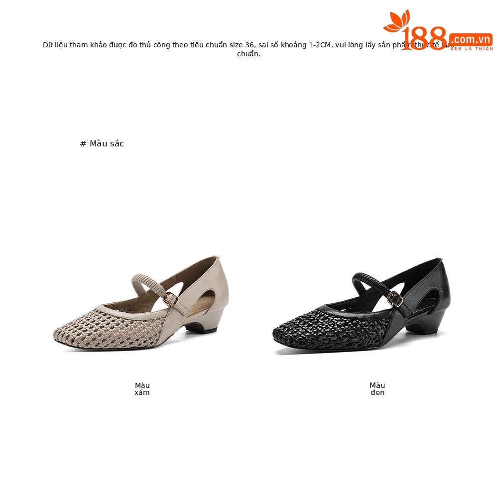 Giày sandal nữ gót thấp 3 cm mũi vuông hở bên da cừu đi làm — đen chi tiết 5