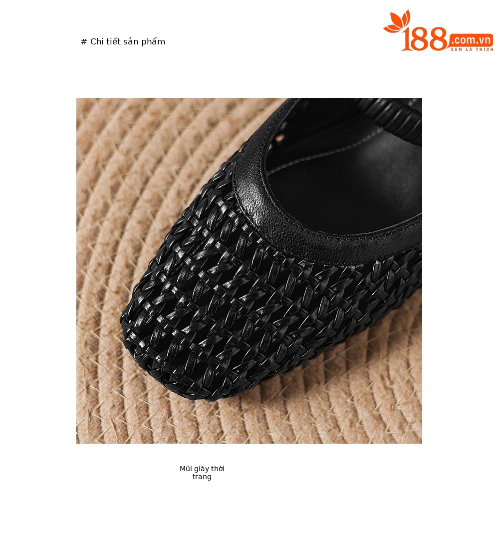 Giày sandal nữ gót thấp 3 cm mũi vuông hở bên da cừu đi làm — đen chi tiết 10