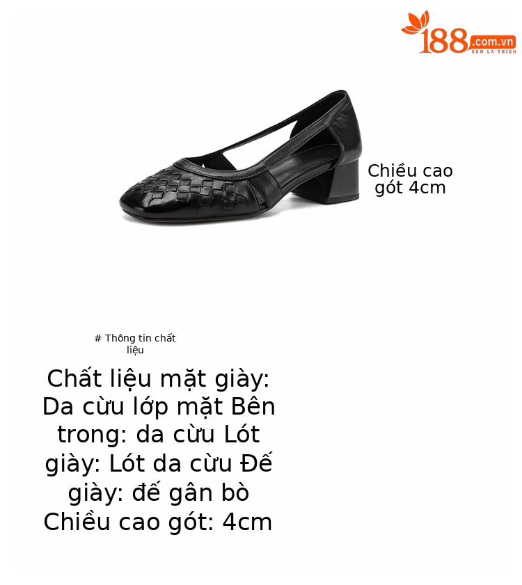 Giày sandal nữ mũi vuông gót thấp 3 cm, da cừu, hở mũi, phong cách thời trang — đen chi tiết 3