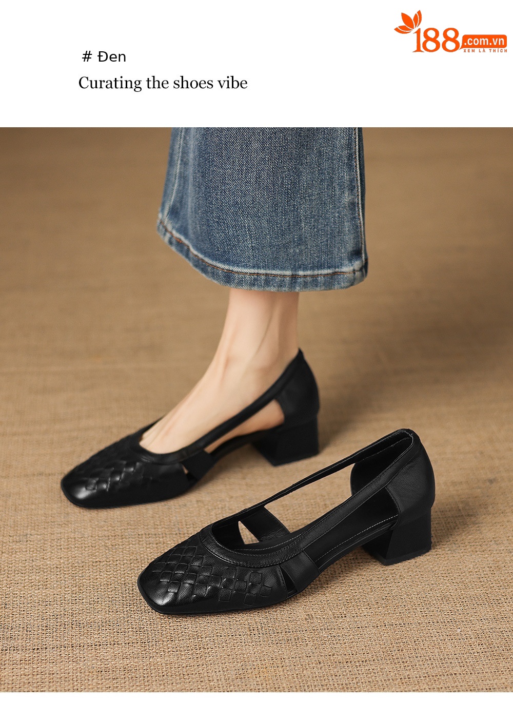 Giày sandal nữ mũi vuông gót thấp 3 cm, da cừu, hở mũi, phong cách thời trang — đen chi tiết 16