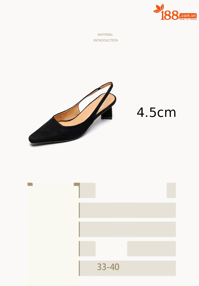 Sandal cao gót nữ hở mũi gót thô 4 cm, phong cách Hàn Quốc, đi làm — đen chi tiết 3