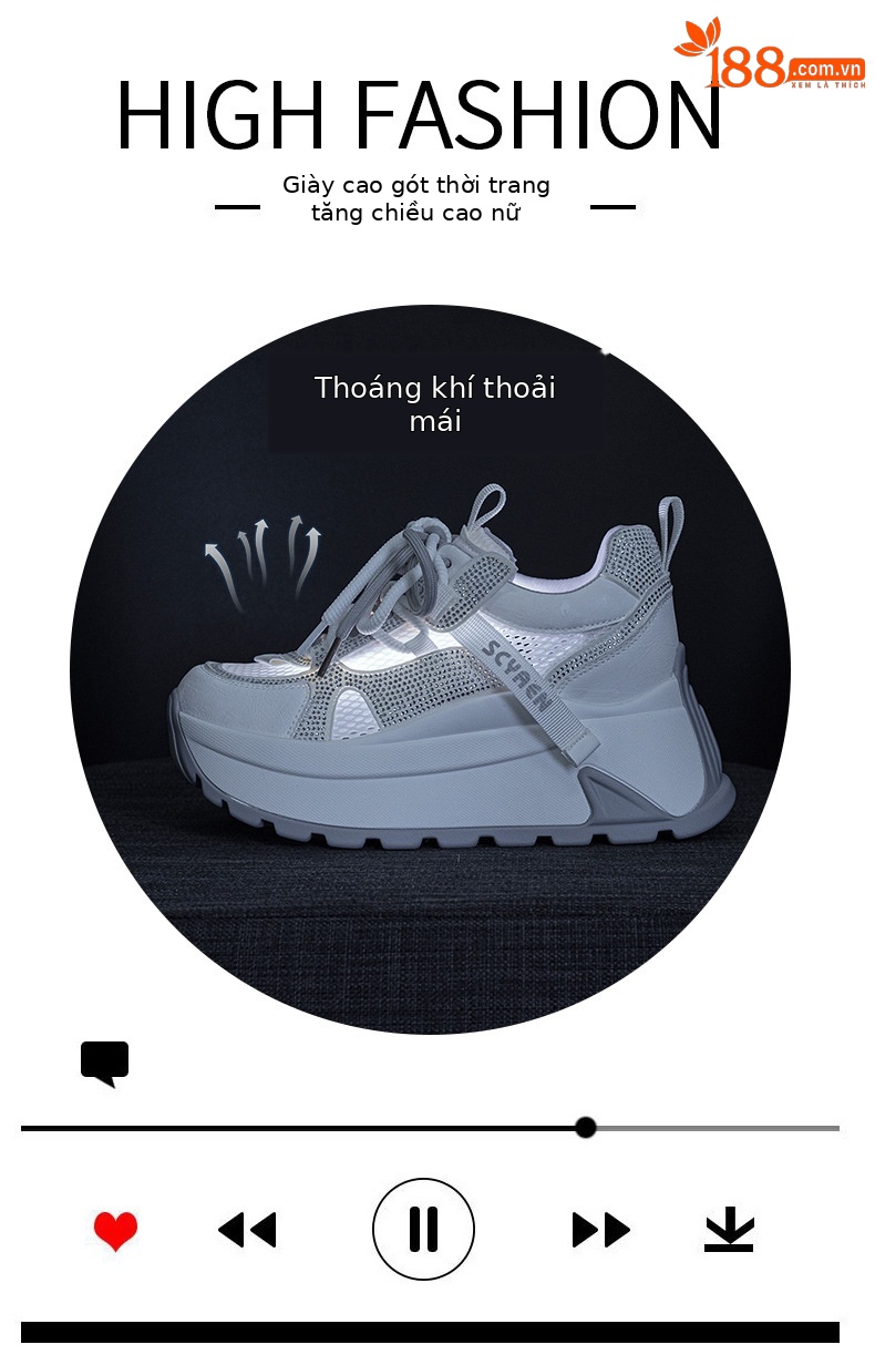 Giày sneaker nữ đế dày lưới thoáng khí phong cách retro — Xám 5066, Be 5066, Hồng đào 5066 chi tiết 5