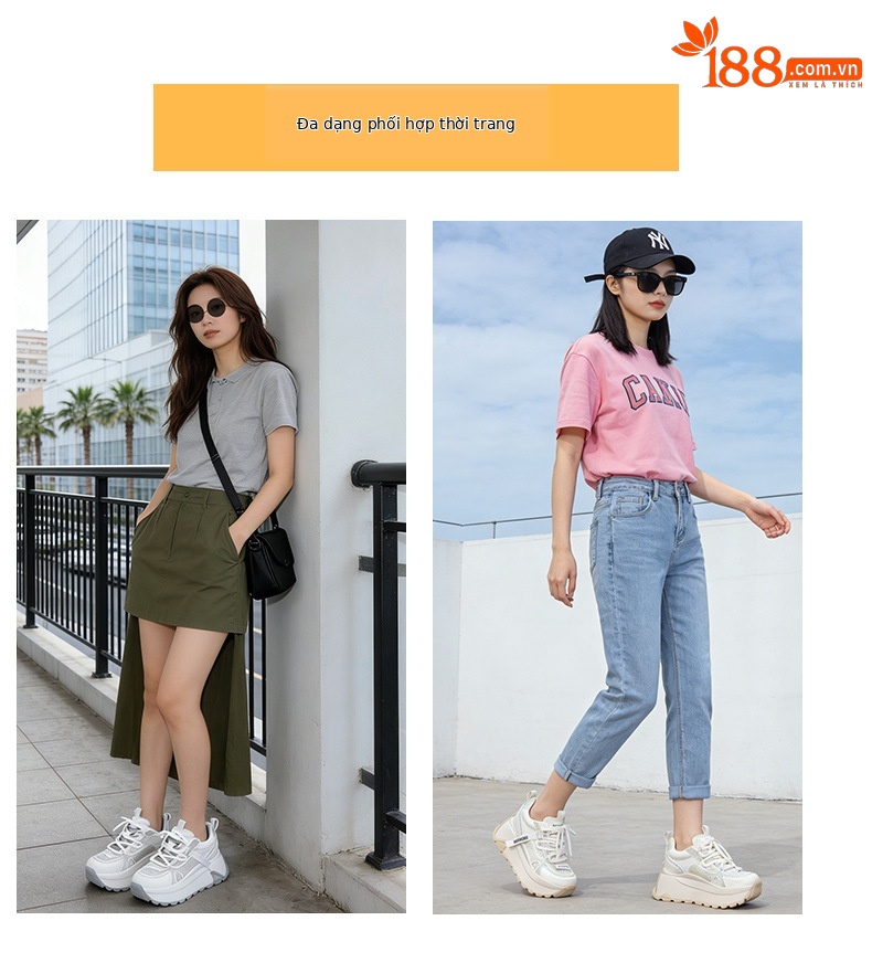 Giày sneaker nữ đế dày lưới thoáng khí phong cách retro — Xám 5066, Be 5066, Hồng đào 5066 chi tiết 6