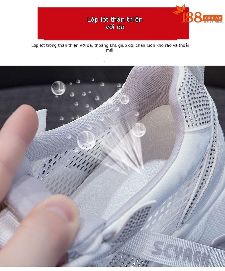 Giày sneaker nữ đế dày lưới thoáng khí phong cách retro — Xám 5066, Be 5066, Hồng đào 5066 chi tiết 8