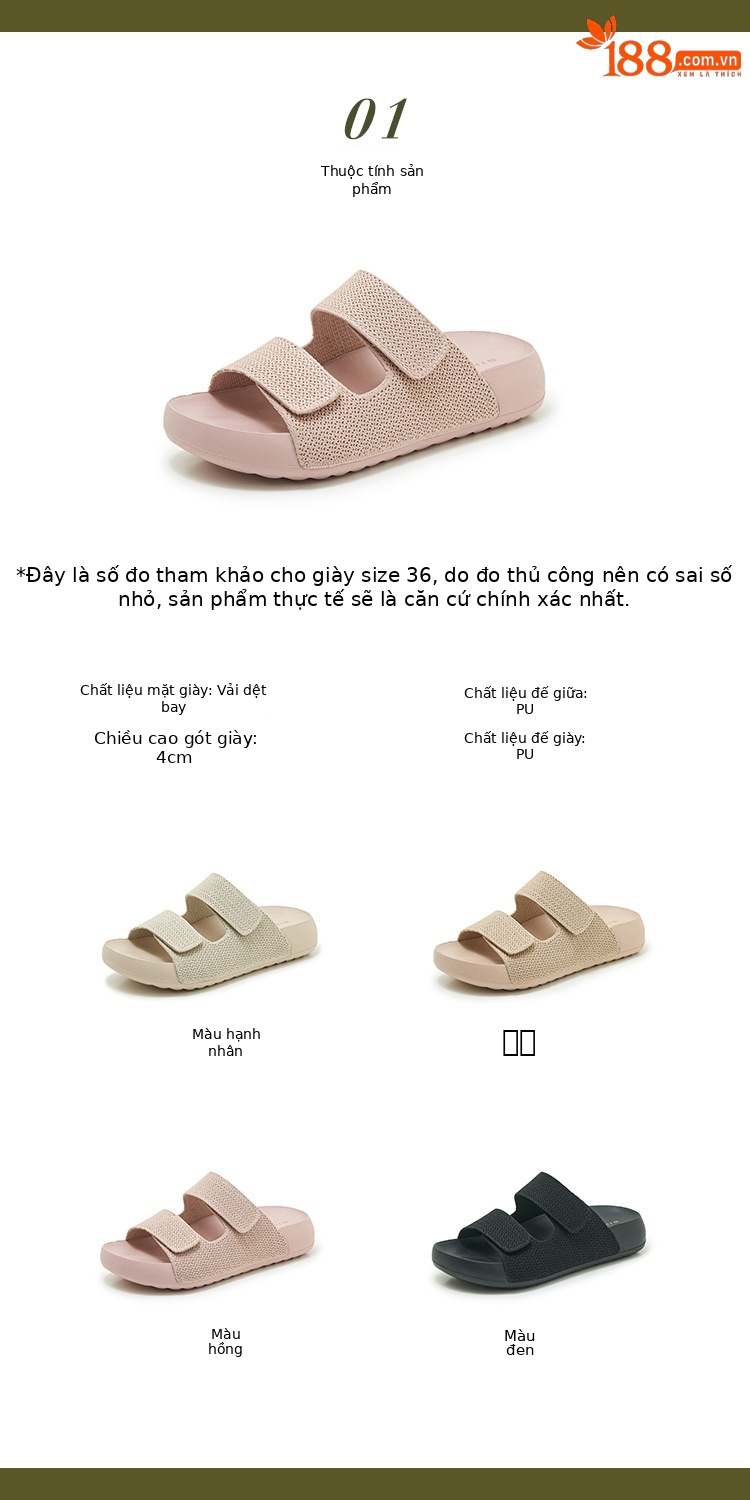 Dép sandal nữ quai chữ V đế dày EVA chống trượt — màu đen, màu hồng, màu kaki, màu mơ chi tiết 2