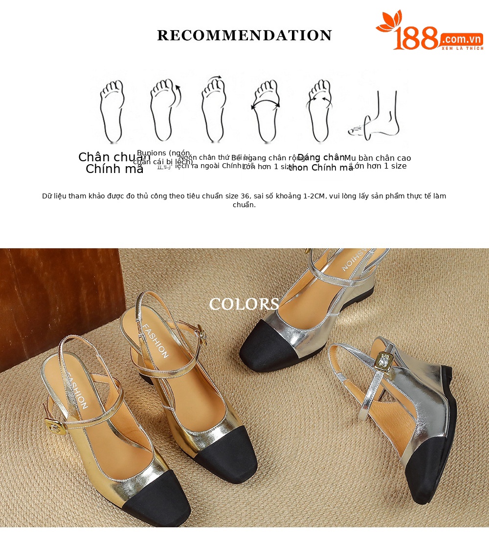 Sandal cao gót nữ mũi vuông quai ngang phong cách Chanel, gót xuồng 2026 — màu vàng, bạc chi tiết 3