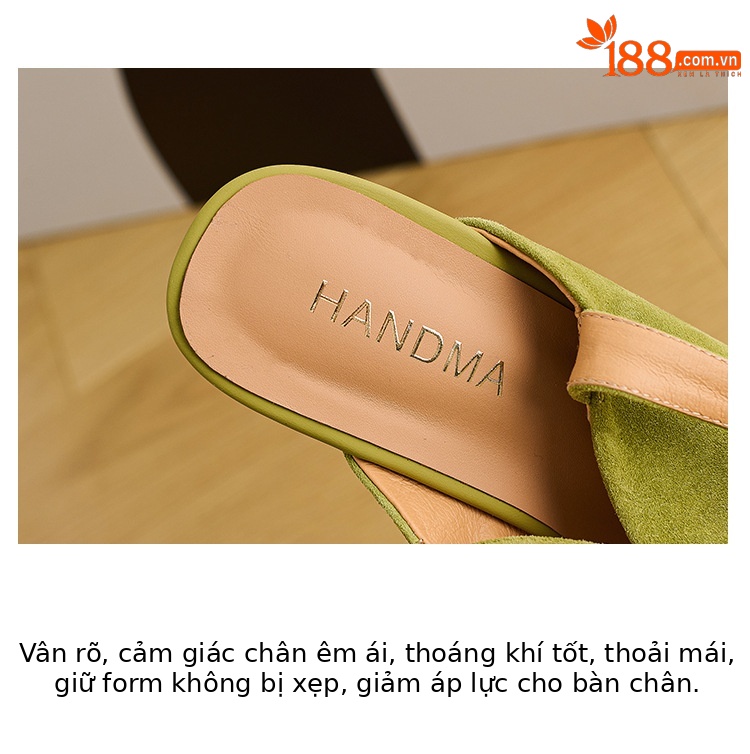 Sandal cao gót nữ quai chéo đế xuồng, gót 9 cm, hở mũi, khóa một chữ — xanh lá cây, màu kaki chi tiết 4