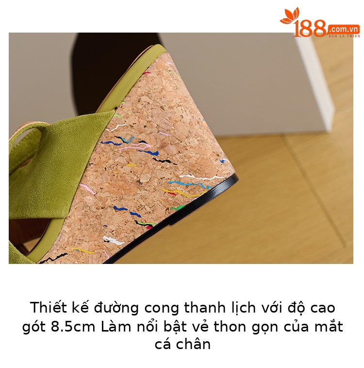 Sandal cao gót nữ quai chéo đế xuồng, gót 9 cm, hở mũi, khóa một chữ — xanh lá cây, màu kaki chi tiết 5