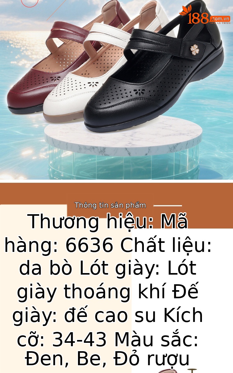 Giày Mary Jane nữ quai ngang có khóa, mũi hở, da mềm đế bệt — màu be chi tiết 3