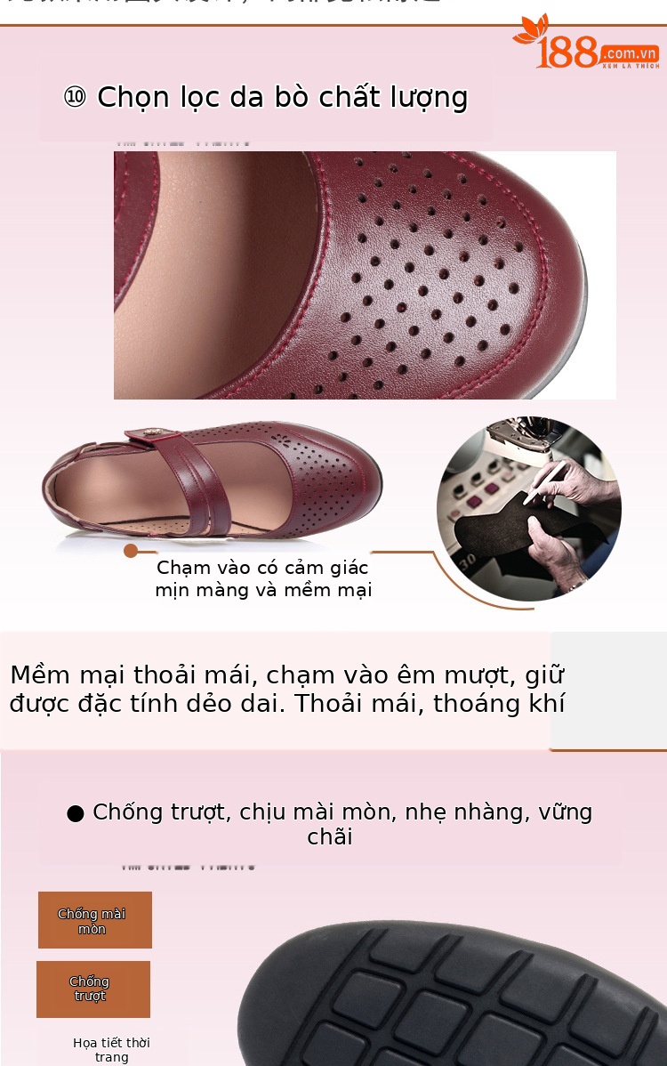 Giày Mary Jane nữ quai ngang có khóa, mũi hở, da mềm đế bệt — màu be chi tiết 6
