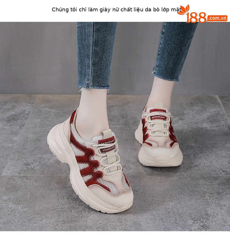 Giày sneaker nữ đế dày phong cách retro da bò — xanh lá cây chi tiết 2