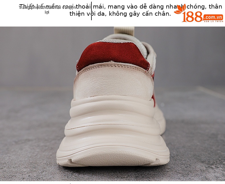 Giày sneaker nữ đế dày phong cách retro da bò — xanh lá cây chi tiết 6