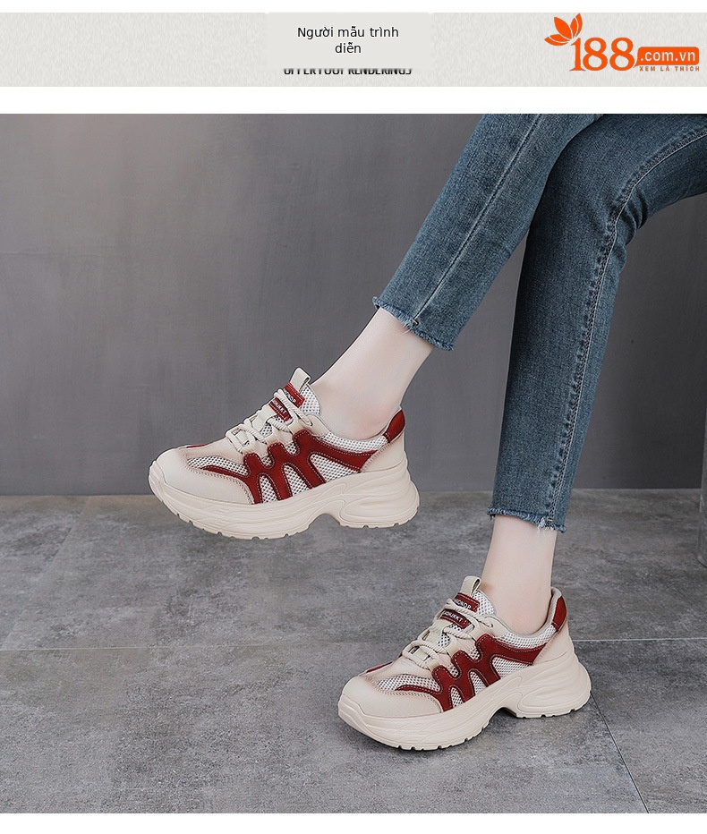 Giày sneaker nữ đế dày phong cách retro da bò — xanh lá cây chi tiết 9