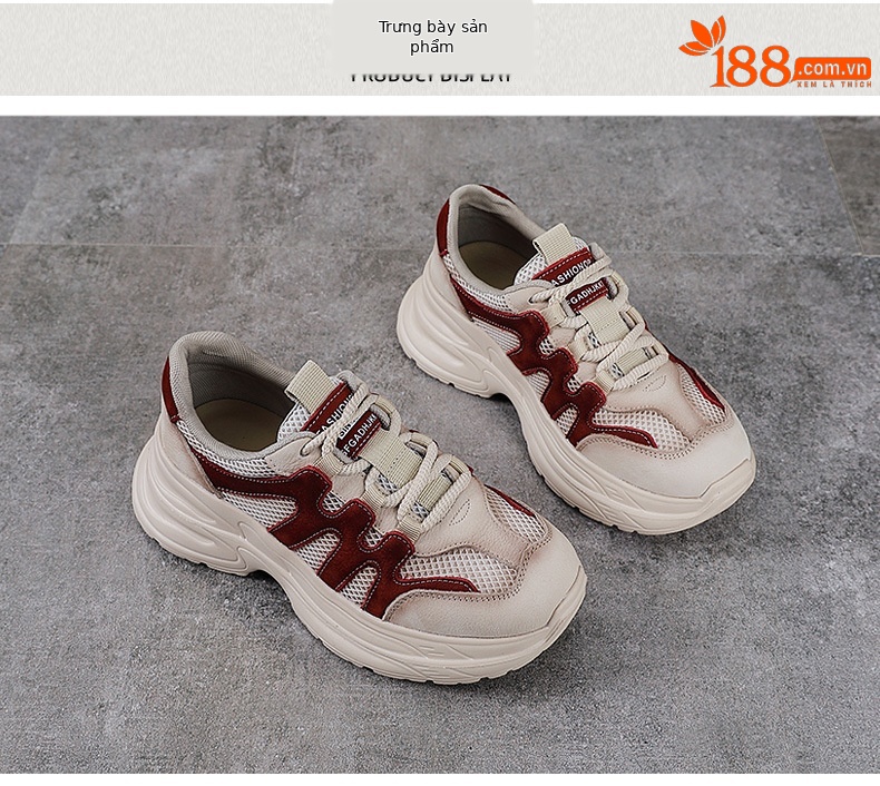 Giày sneaker nữ đế dày phong cách retro da bò — xanh lá cây chi tiết 10