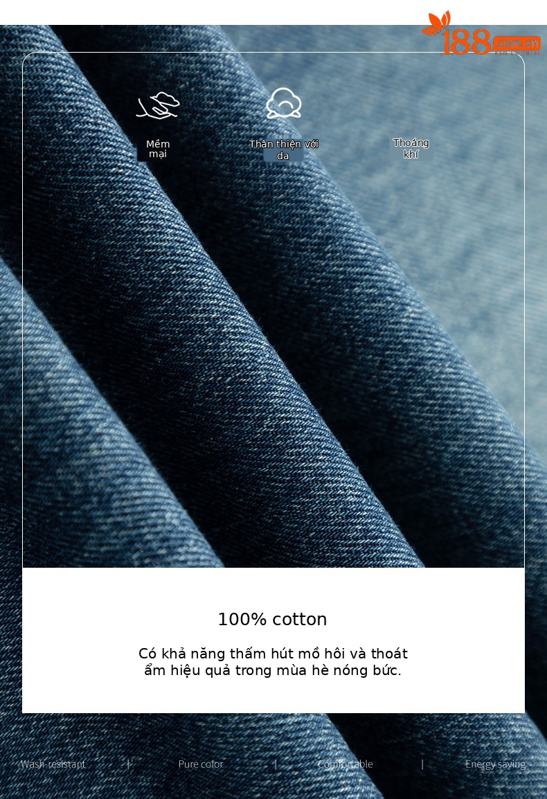 Quần jean nữ ống rộng cạp cao phong cách Mỹ retro, dáng suông rộng che khuyết điểm, dài 7–8 phân — màu xanh nhạt chi tiết 3