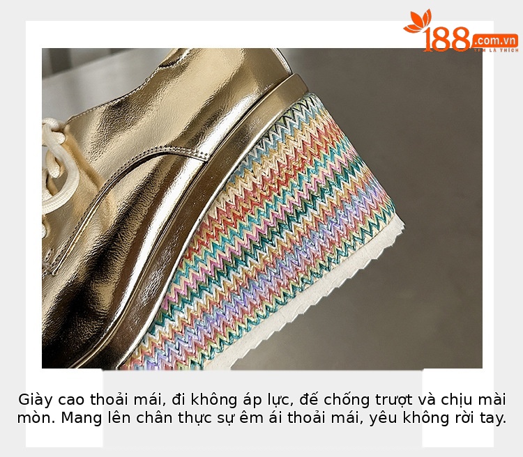 Giày loafer nữ đế xuồng cao gót 9 cm, phối đế cói, dây buộc, phối sequin lấp lánh — màu vàng, xanh lam chi tiết 7