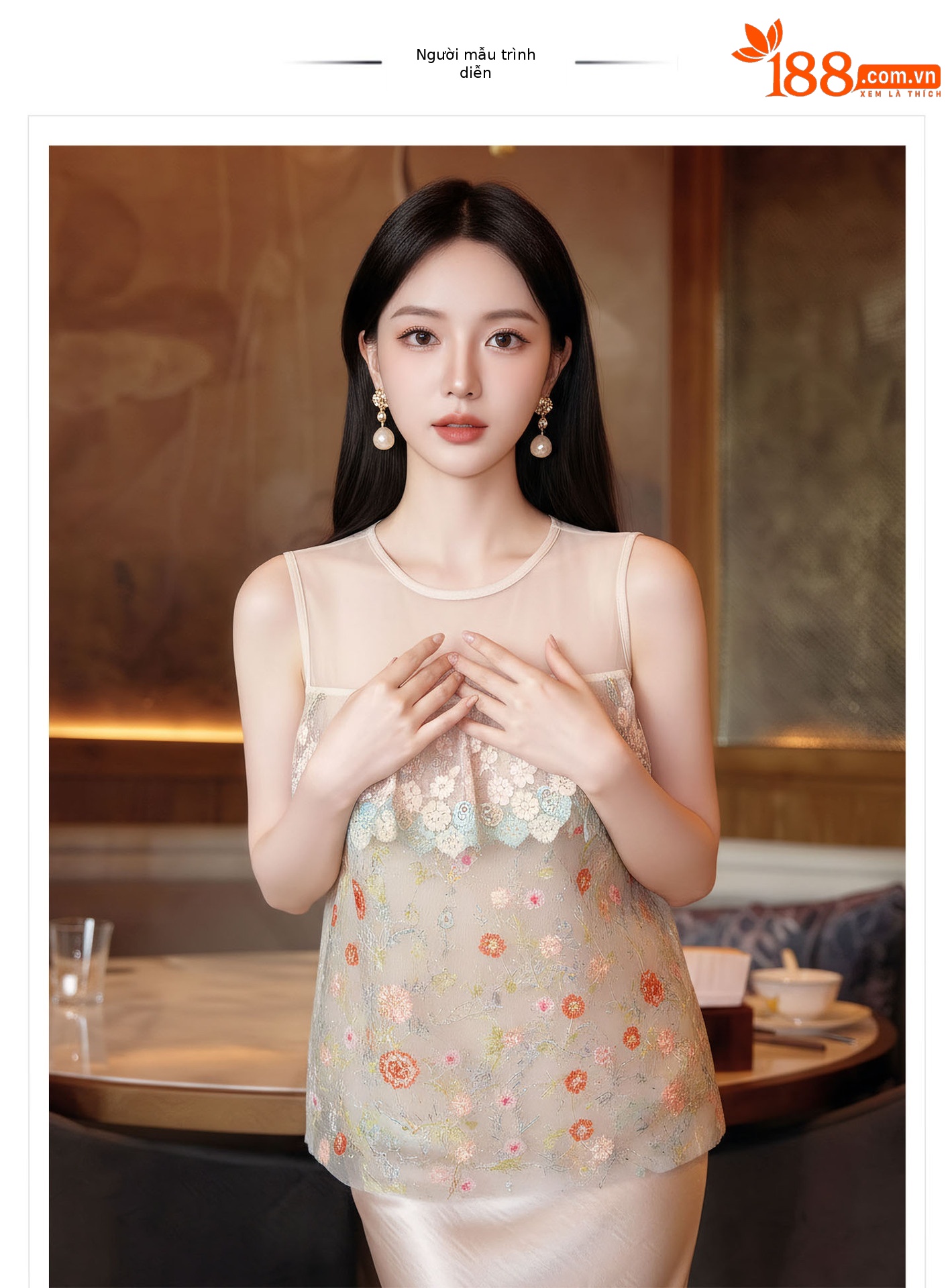Bộ váy áo vest không tay phong cách Trung Hoa thêu ren họa tiết nặng, chất liệu thoáng khí, gồm áo vest và chân váy nửa kèm theo — bộ đồ, Champagne màu nửa váy, Áo khoác màu mơ chi tiết 1