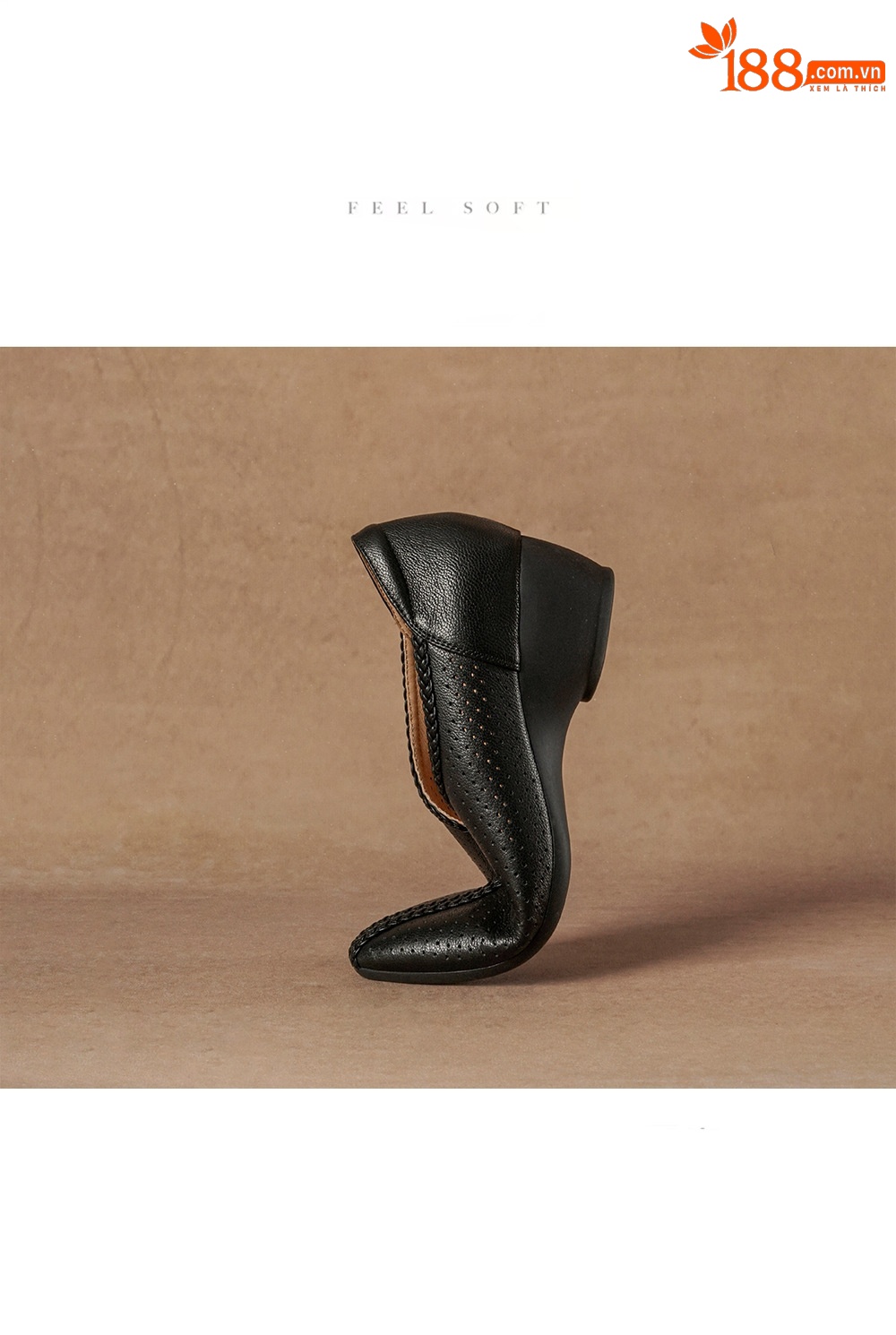 Giày đơn nữ da cừu mũi tròn gót vuông 4 cm — đen chi tiết 3